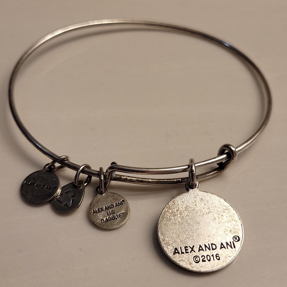 Alex and Ani Monogram Initial "L" Charm Bangle Bracelet Silver-tone - Picture 3 of 13